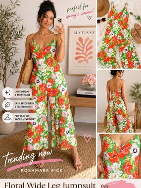 Kachel Pandora Ditsy-PrintJumpsuit Anthropologie Wide‎ Leg Floral